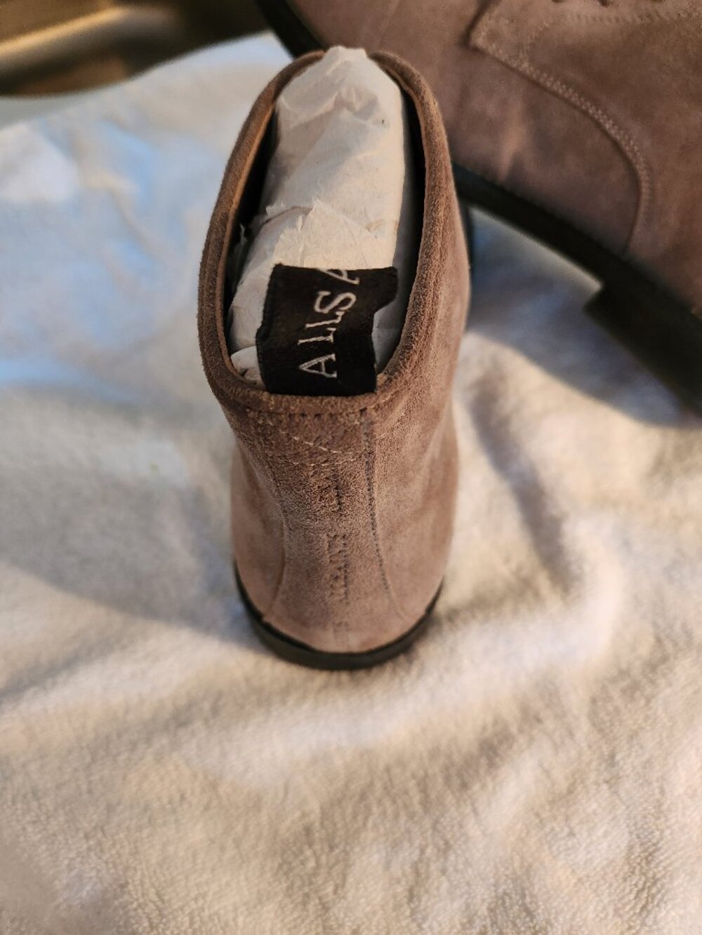 NWOB AllSaints Men's Suede Lace Up Cap Toe Boots Taupe Grey Sz 43 US 10 - Picture 3 of 4